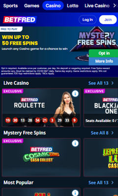 Casino mobile screenshot 1