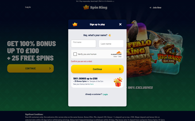 Spin King New Casino Screenshot